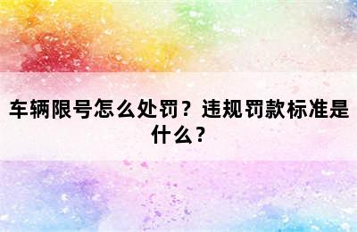 车辆限号怎么处罚？违规罚款标准是什么？