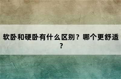 软卧和硬卧有什么区别？哪个更舒适？