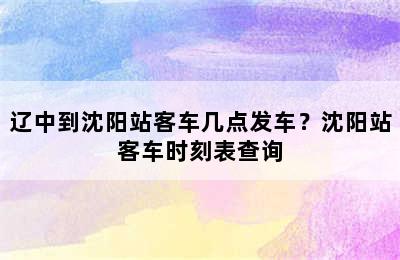 辽中到沈阳站客车几点发车？沈阳站客车时刻表查询