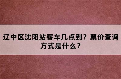 辽中区沈阳站客车几点到？票价查询方式是什么？