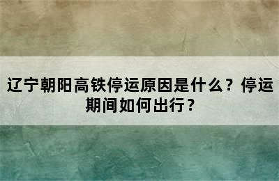 辽宁朝阳高铁停运原因是什么？停运期间如何出行？