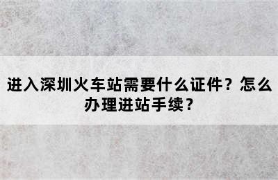 进入深圳火车站需要什么证件？怎么办理进站手续？