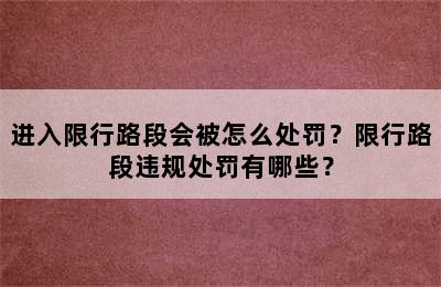 进入限行路段会被怎么处罚？限行路段违规处罚有哪些？