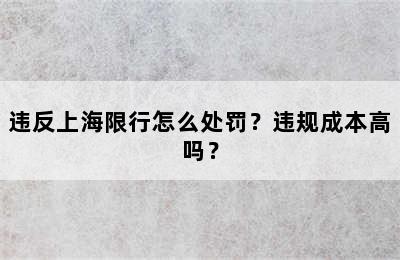 违反上海限行怎么处罚？违规成本高吗？
