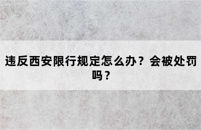 违反西安限行规定怎么办？会被处罚吗？