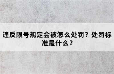 违反限号规定会被怎么处罚？处罚标准是什么？