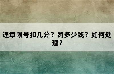 违章限号扣几分？罚多少钱？如何处理？
