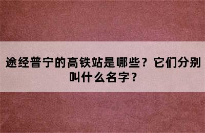 途经普宁的高铁站是哪些？它们分别叫什么名字？