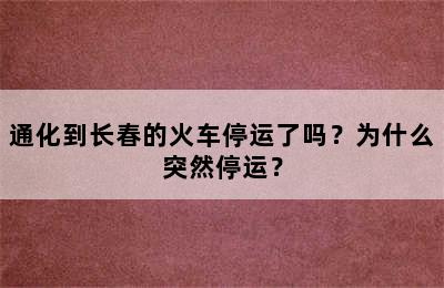 通化到长春的火车停运了吗？为什么突然停运？