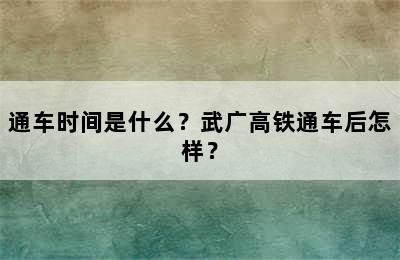 通车时间是什么？武广高铁通车后怎样？