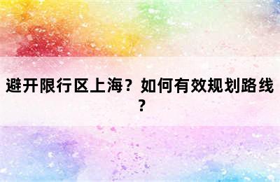 避开限行区上海？如何有效规划路线？