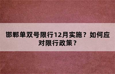 邯郸单双号限行12月实施？如何应对限行政策？