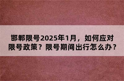 邯郸限号2025年1月，如何应对限号政策？限号期间出行怎么办？