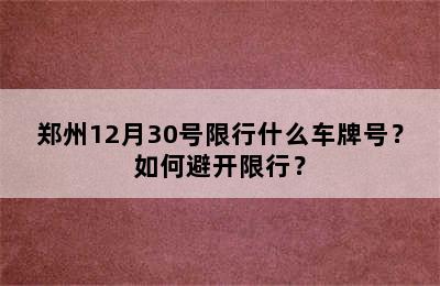 郑州12月30号限行什么车牌号？如何避开限行？
