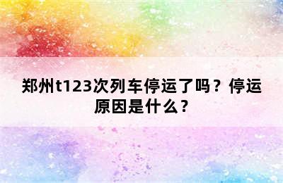 郑州t123次列车停运了吗？停运原因是什么？