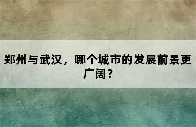 郑州与武汉，哪个城市的发展前景更广阔？