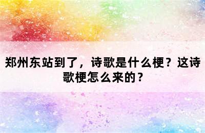 郑州东站到了，诗歌是什么梗？这诗歌梗怎么来的？