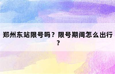 郑州东站限号吗？限号期间怎么出行？