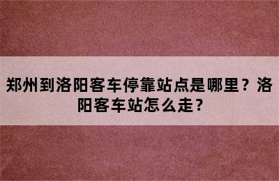 郑州到洛阳客车停靠站点是哪里？洛阳客车站怎么走？
