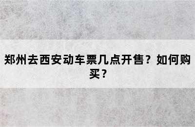 郑州去西安动车票几点开售？如何购买？