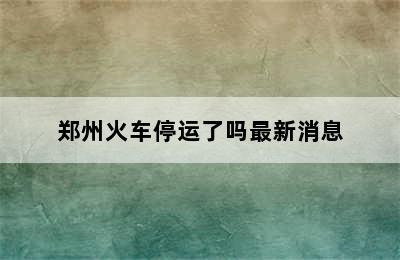 郑州火车停运了吗最新消息