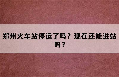 郑州火车站停运了吗？现在还能进站吗？
