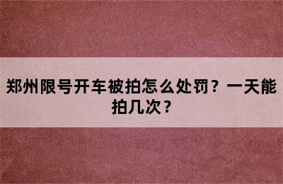 郑州限号开车被拍怎么处罚？一天能拍几次？