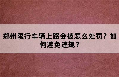 郑州限行车辆上路会被怎么处罚？如何避免违规？