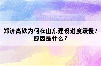 郑济高铁为何在山东建设进度缓慢？原因是什么？