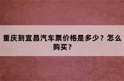 重庆到宜昌汽车票价格是多少？怎么购买？