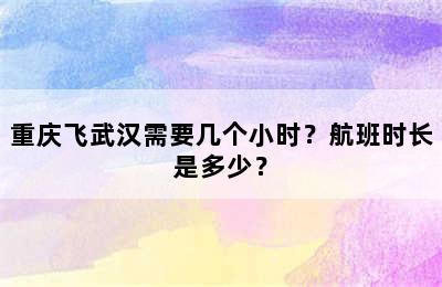 重庆飞武汉需要几个小时？航班时长是多少？