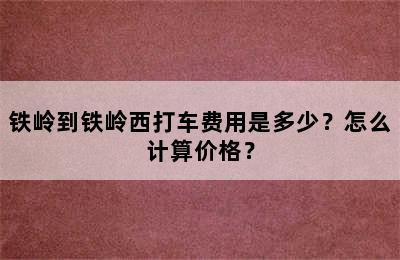 铁岭到铁岭西打车费用是多少？怎么计算价格？