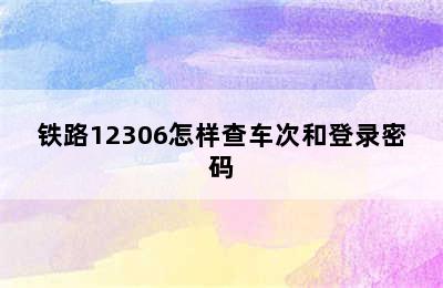 铁路12306怎样查车次和登录密码