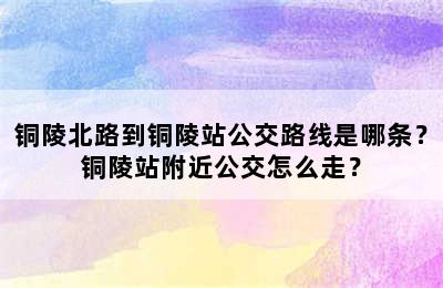 铜陵北路到铜陵站公交路线是哪条？铜陵站附近公交怎么走？