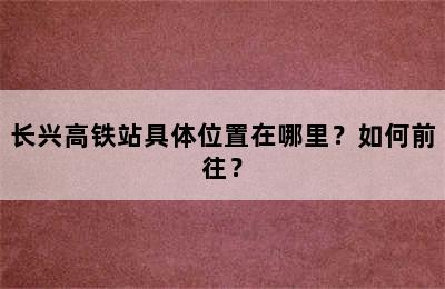 长兴高铁站具体位置在哪里？如何前往？