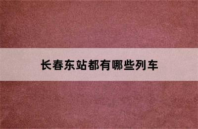 长春东站都有哪些列车