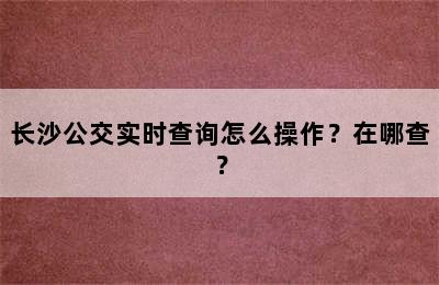 长沙公交实时查询怎么操作？在哪查？