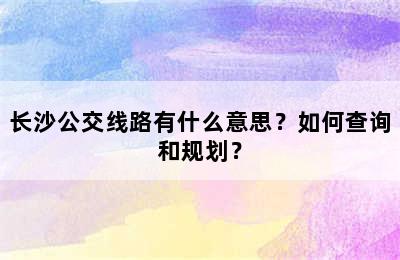 长沙公交线路有什么意思？如何查询和规划？
