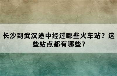 长沙到武汉途中经过哪些火车站？这些站点都有哪些？