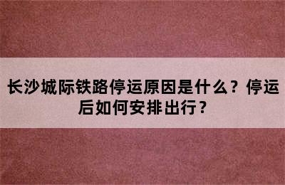 长沙城际铁路停运原因是什么？停运后如何安排出行？