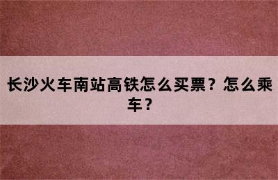 长沙火车南站高铁怎么买票？怎么乘车？