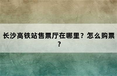 长沙高铁站售票厅在哪里？怎么购票？