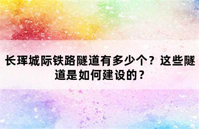 长珲城际铁路隧道有多少个？这些隧道是如何建设的？