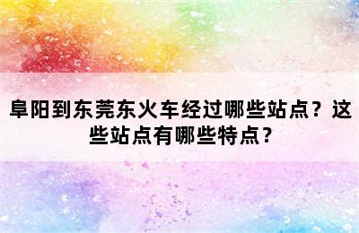 阜阳到东莞东火车经过哪些站点？这些站点有哪些特点？