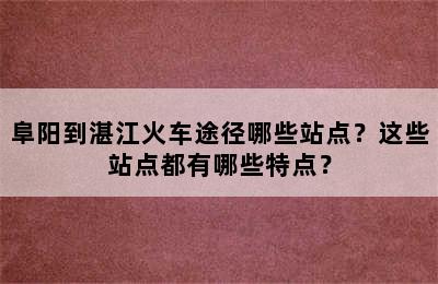 阜阳到湛江火车途径哪些站点？这些站点都有哪些特点？