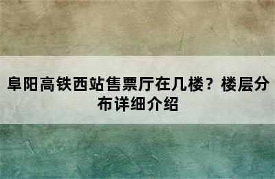 阜阳高铁西站售票厅在几楼？楼层分布详细介绍