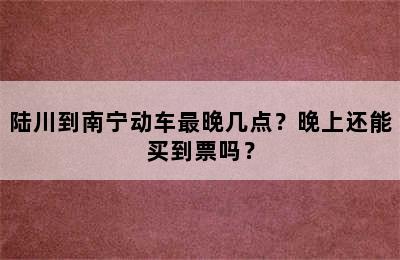 陆川到南宁动车最晚几点？晚上还能买到票吗？
