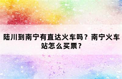 陆川到南宁有直达火车吗？南宁火车站怎么买票？
