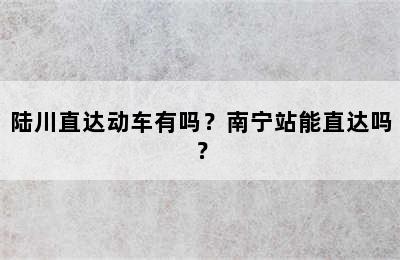 陆川直达动车有吗？南宁站能直达吗？
