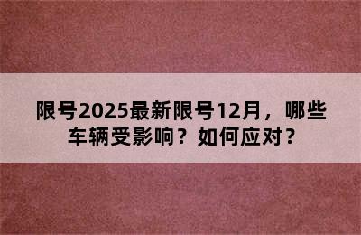限号2025最新限号12月，哪些车辆受影响？如何应对？